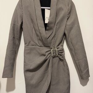 Zara Houndstooth Blazer Dress XS